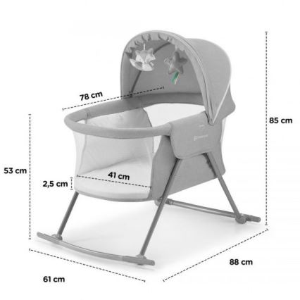 KINDERKRAFT - Grijs Babybedje 3in1 LOVI