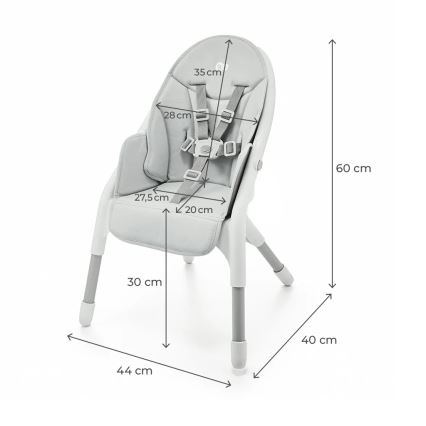 KINDERKRAFT - Kinder eetstoel 2in1 DINNLY grijs