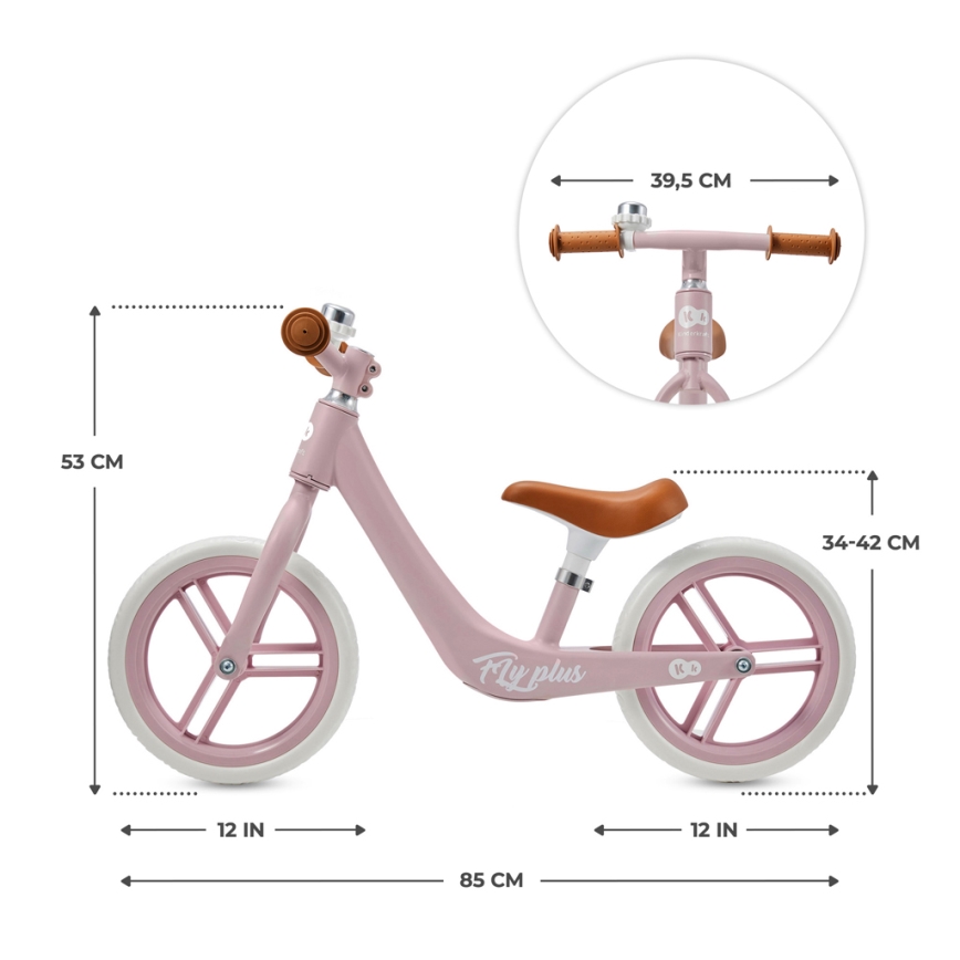 KINDERKRAFT - Loopfiets FLY PLUS Powder roze