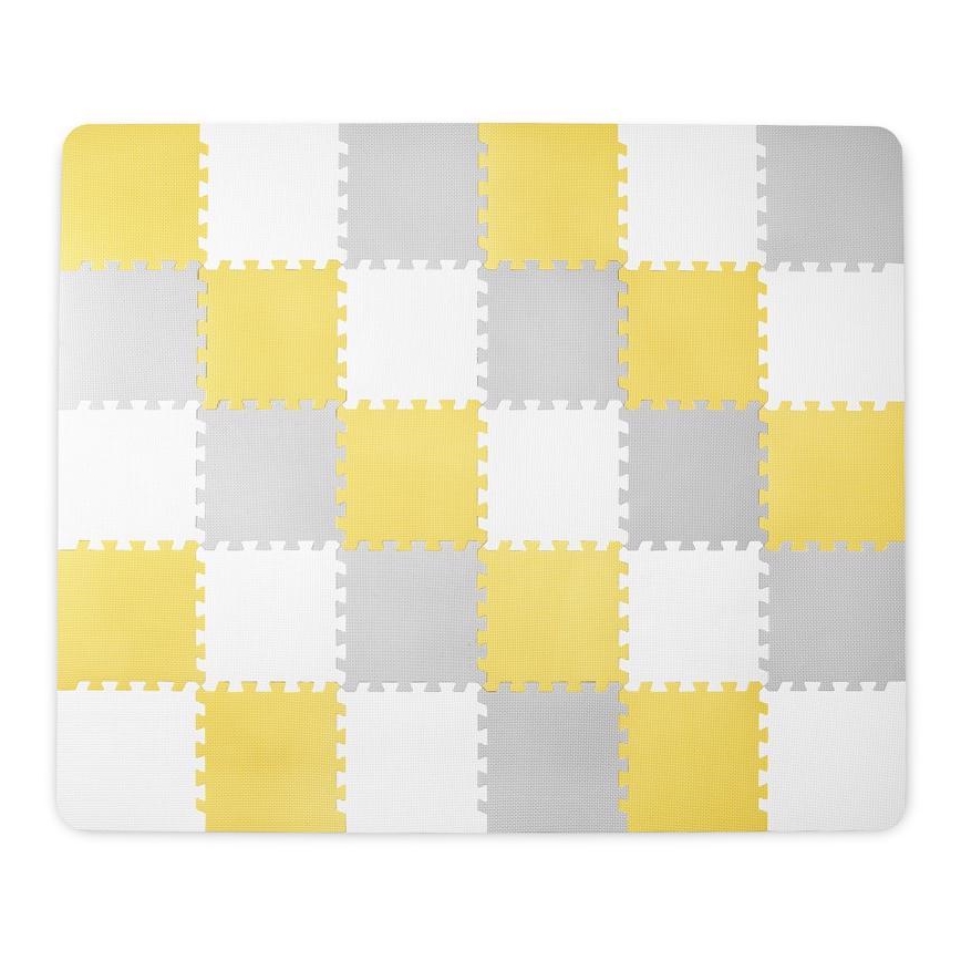 KINDERKRAFT - Schuim puzzel LUNO 30 stuks grijs/geel