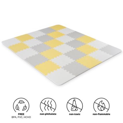 KINDERKRAFT - Schuim puzzel LUNO 30 stuks grijs/geel