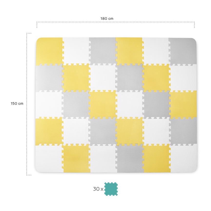 KINDERKRAFT - Schuim puzzel LUNO 30 stuks grijs/geel