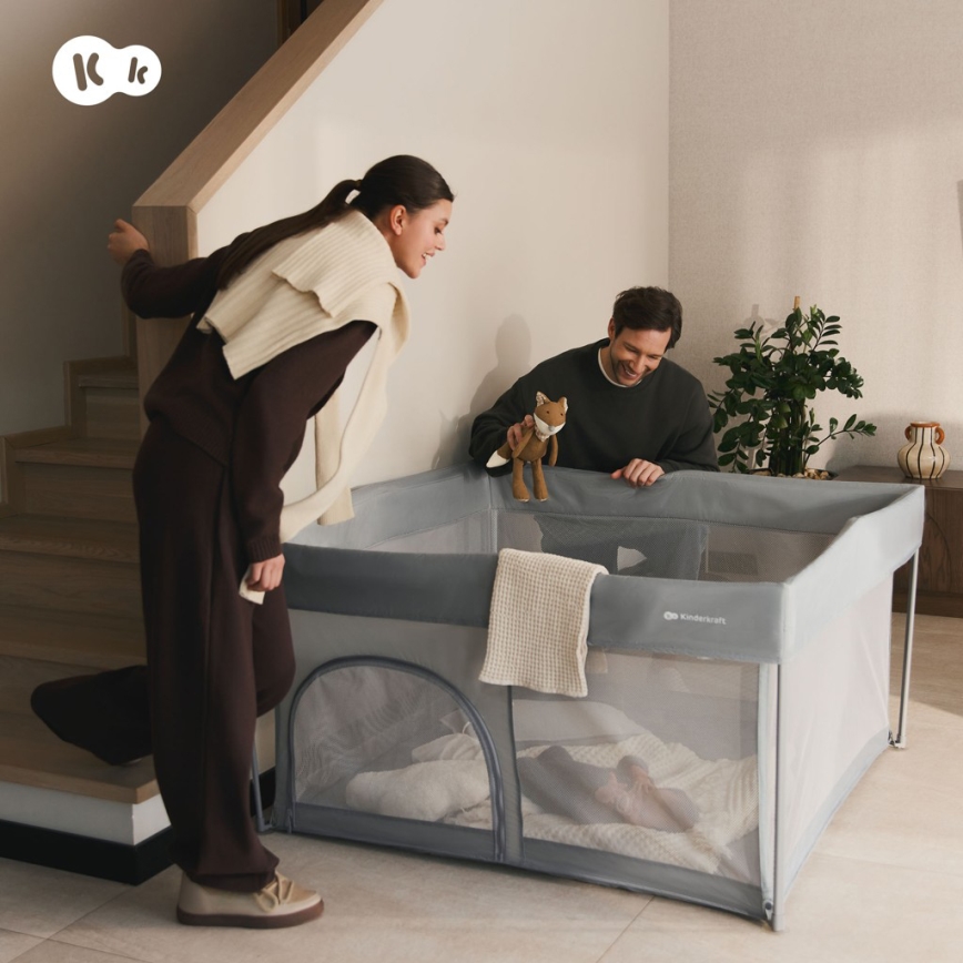 KINDERKRAFT - Parc pour bébé ZIKI, gris