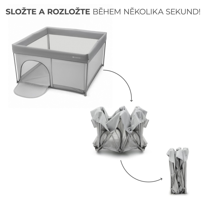 KINDERKRAFT - Parc pour bébé ZIKI, gris