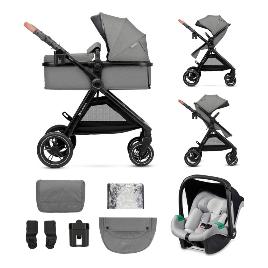 KINDERKRAFT - Poussette combinée 3en1 ESME Moonlight gris + siège auto MINK PRO