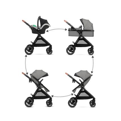 KINDERKRAFT - Poussette combinée 3en1 ESME Moonlight gris + siège auto MINK PRO