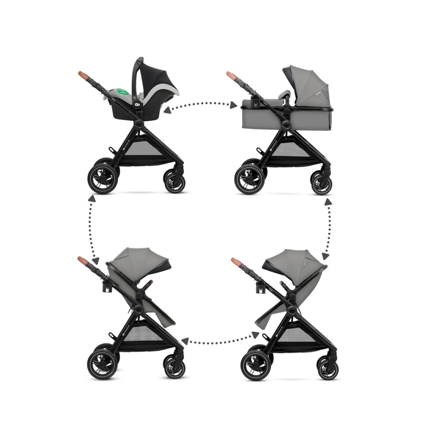 KINDERKRAFT - Poussette combinée 3en1 ESME Moonlight gris + siège auto MINK PRO