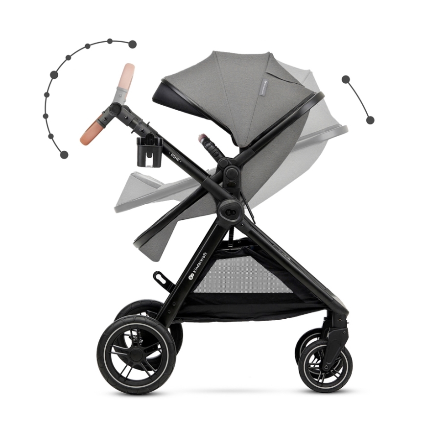 KINDERKRAFT - Poussette combinée 3en1 ESME Moonlight gris + siège auto MINK PRO