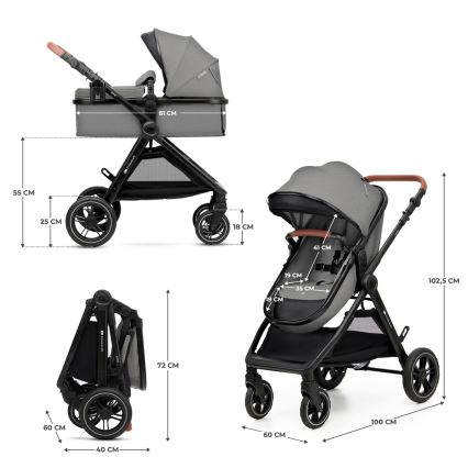 KINDERKRAFT - Poussette combinée 3en1 ESME Moonlight gris + siège auto MINK PRO