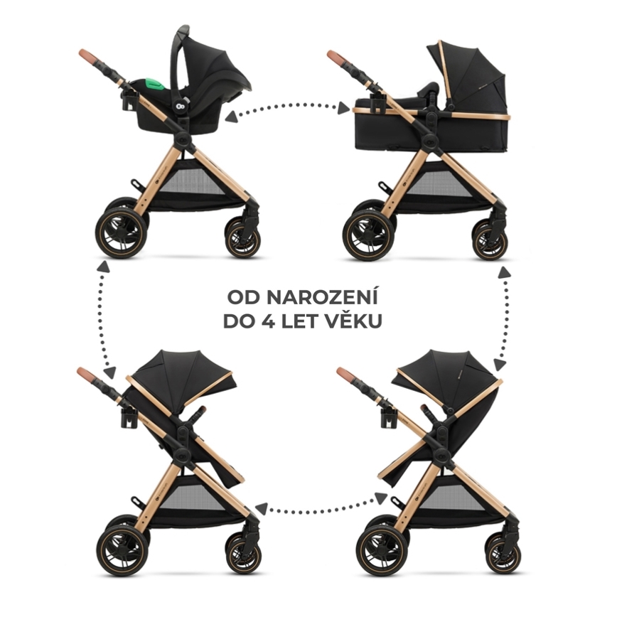 KINDERKRAFT - Poussette combinée 3en1 ESME Pure noir + siège auto MINK PRO