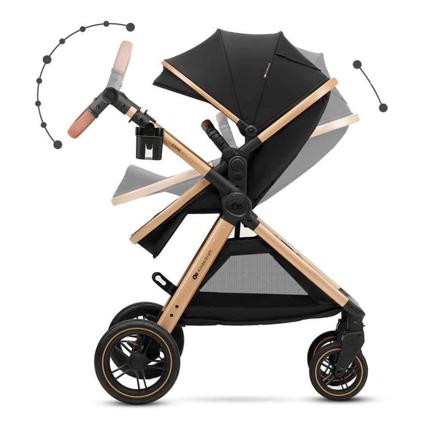 KINDERKRAFT - Poussette combinée 3en1 ESME Pure noir + siège auto MINK PRO
