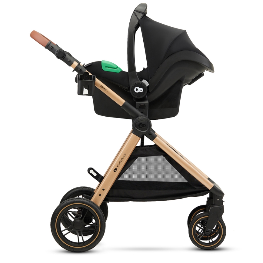 KINDERKRAFT - Poussette combinée 3en1 ESME Pure noir + siège auto MINK PRO