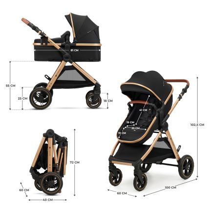 KINDERKRAFT - Poussette combinée 3en1 ESME Pure noir + siège auto MINK PRO