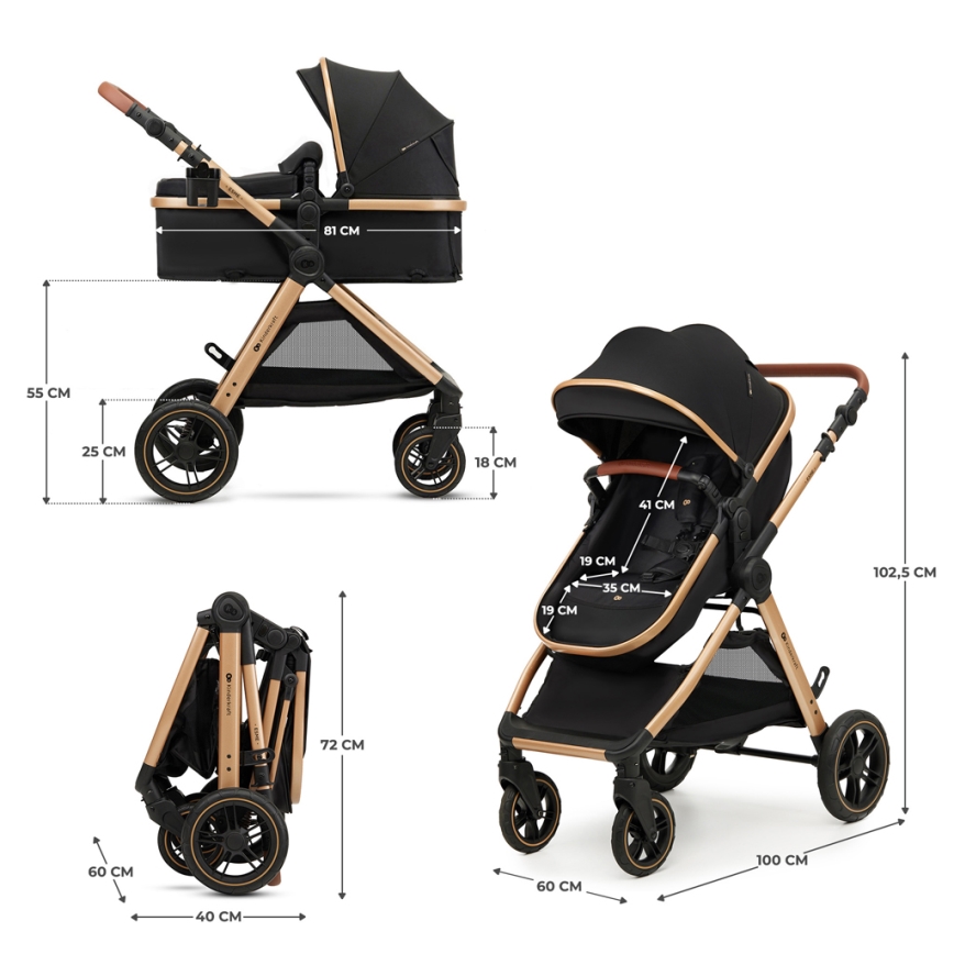 KINDERKRAFT - Poussette combinée 3en1 ESME Pure noir + siège auto MINK PRO