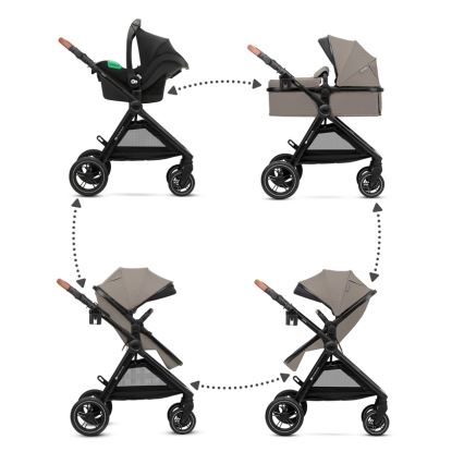 KINDERKRAFT - Poussette combinée 3en1 ESME Sand beige + siège auto MINK PRO