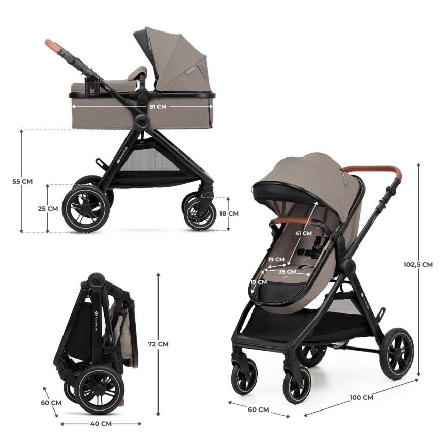 KINDERKRAFT - Poussette combinée 3en1 ESME Sand beige + siège auto MINK PRO