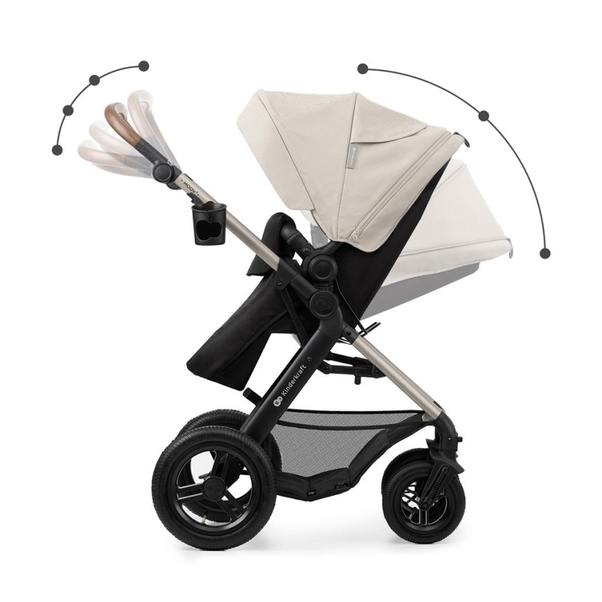 KINDERKRAFT - Poussette combinée 3en1 MOOV 2 AIR Moonlight gris + siège auto MINK PRO