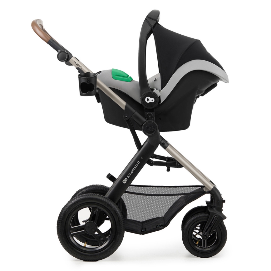 KINDERKRAFT - Poussette combinée 3en1 MOOV 2 AIR Moonlight gris + siège auto MINK PRO