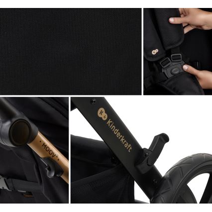KINDERKRAFT - Poussette combinée 3en1 MOOV 2 Pure noir + siège auto MINK PRO