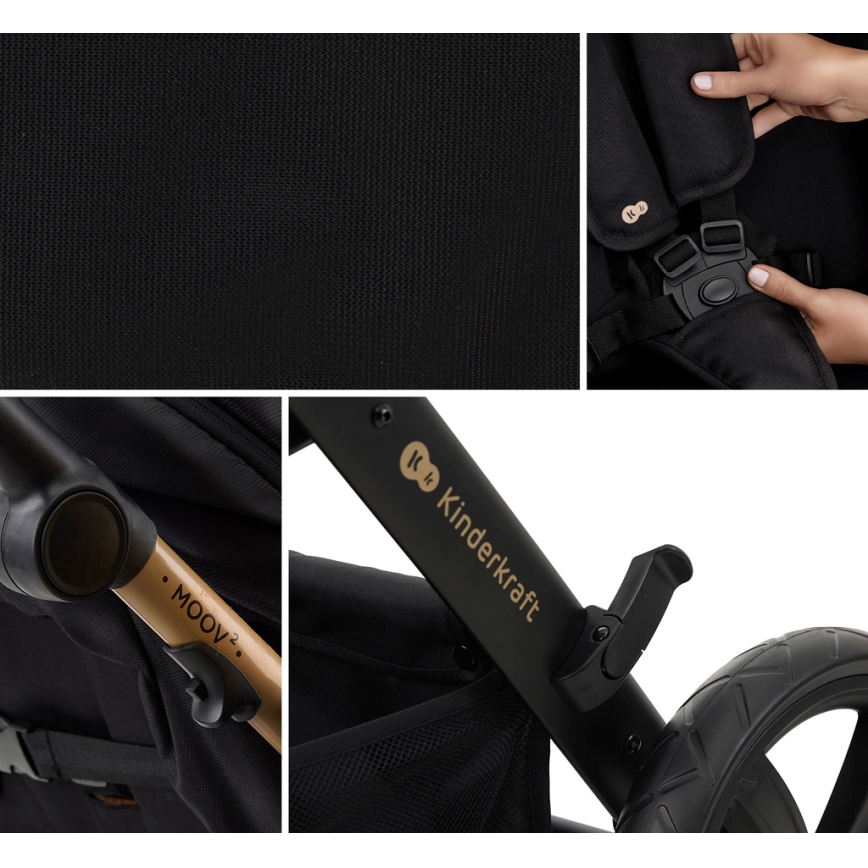 KINDERKRAFT - Poussette combinée 3en1 MOOV 2 Pure noir + siège auto MINK PRO