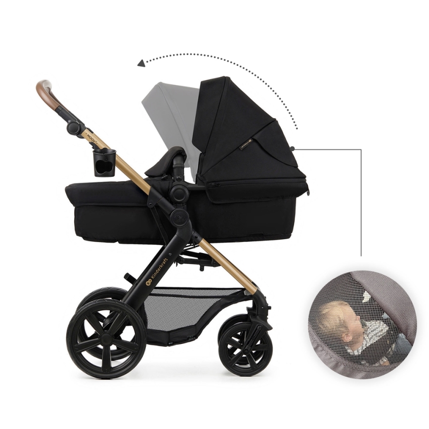KINDERKRAFT - Poussette combinée 3en1 MOOV 2 Pure noir + siège auto MINK PRO