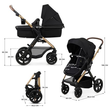 KINDERKRAFT - Poussette combinée 3en1 MOOV 2 Pure noir + siège auto MINK PRO