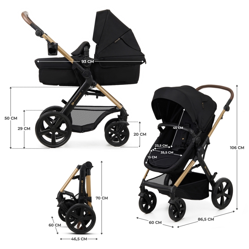 KINDERKRAFT - Poussette combinée 3en1 MOOV 2 Pure noir + siège auto MINK PRO
