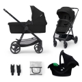 KINDERKRAFT - Poussette combinée 3en1 NEWLY Classique noir  + siège auto MINK PRO