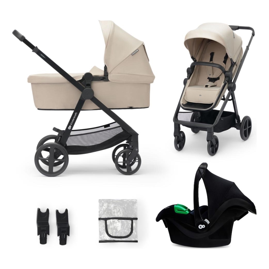 KINDERKRAFT - Poussette combinée 3en1 NEWLY Sand beige + siège auto MINK PRO