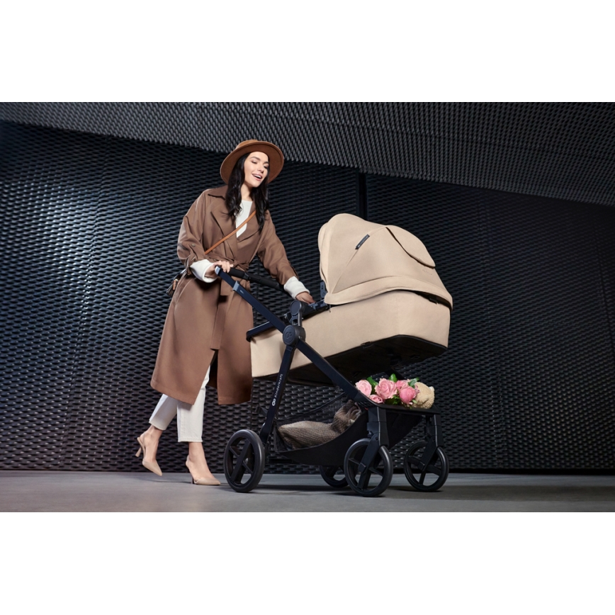 KINDERKRAFT - Poussette combinée 4en1 NEWLY Classique beige + siège auto MINK PRO avec base ISOFIX