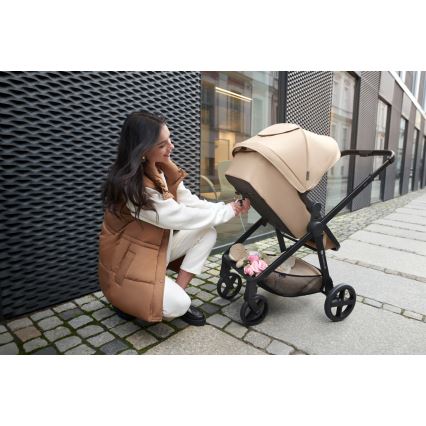 KINDERKRAFT - Poussette combinée 4en1 NEWLY Classique beige + siège auto MINK PRO avec base ISOFIX
