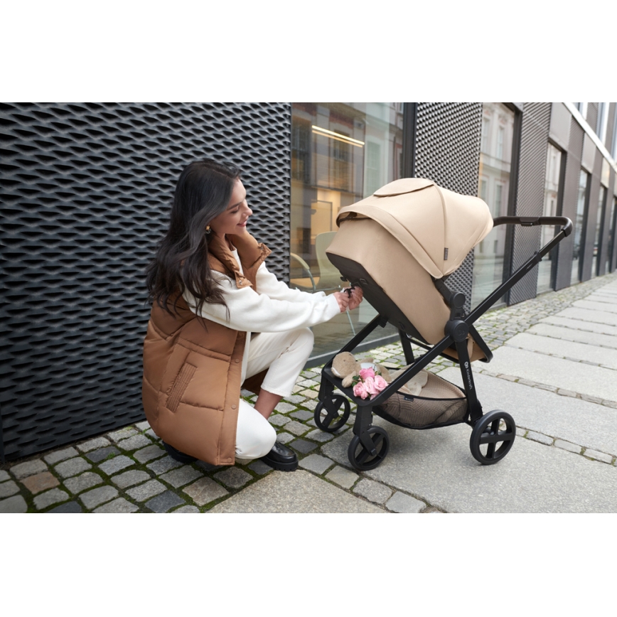 KINDERKRAFT - Poussette combinée 4en1 NEWLY Classique beige + siège auto MINK PRO avec base ISOFIX
