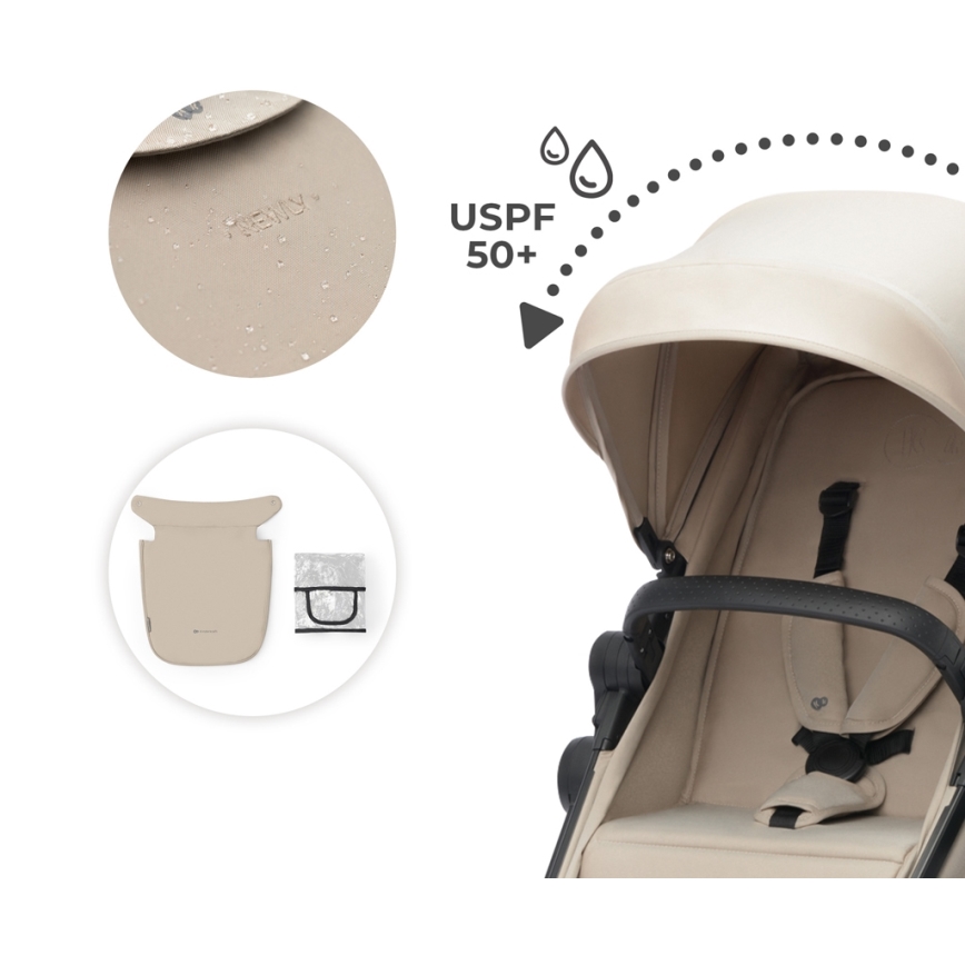 KINDERKRAFT - Poussette combinée 4en1 NEWLY Classique beige + siège auto MINK PRO avec base ISOFIX
