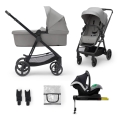 KINDERKRAFT - Poussette combinée 4v1 NEWLY Classic gris + siège auto MINK PRO avec base ISOFIX