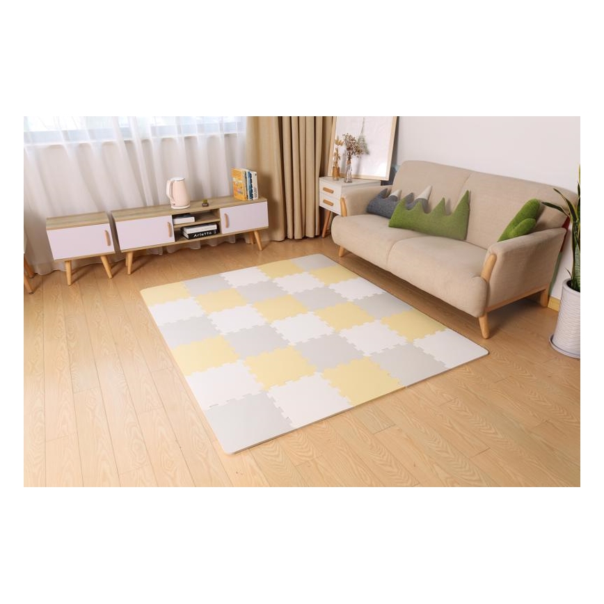 KINDERKRAFT - Puzzel van schuimrubber LUNO 30stuks grijs/geel
