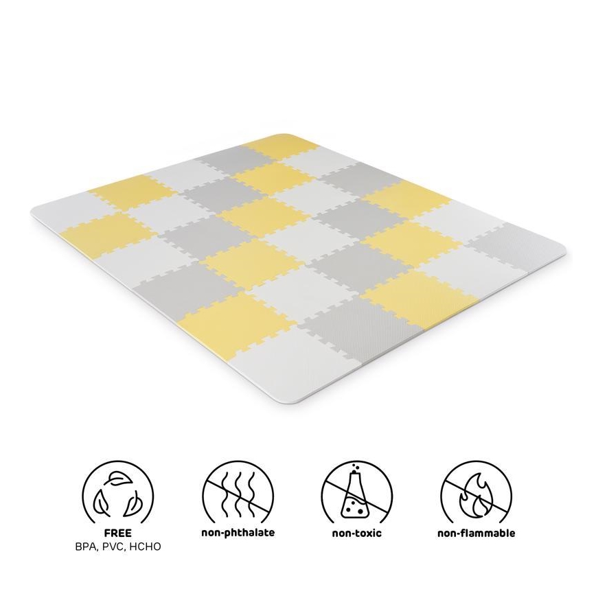 KINDERKRAFT - Puzzel van schuimrubber LUNO 30stuks grijs/geel