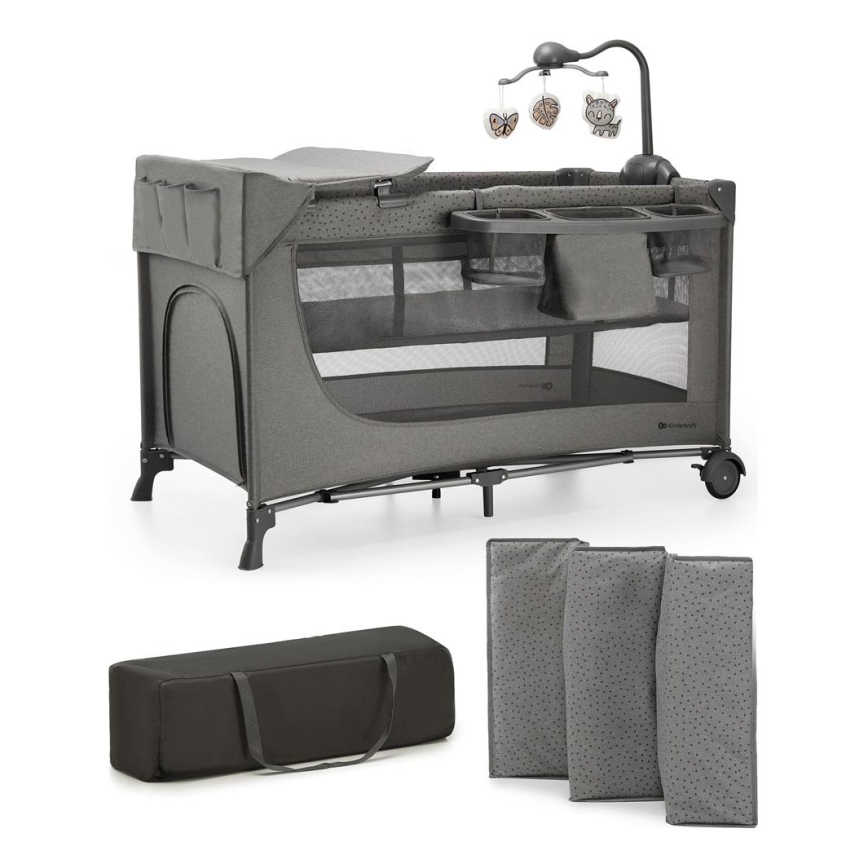 KINDERKRAFT - Reisbedje JOY 2 met accessoires grijs
