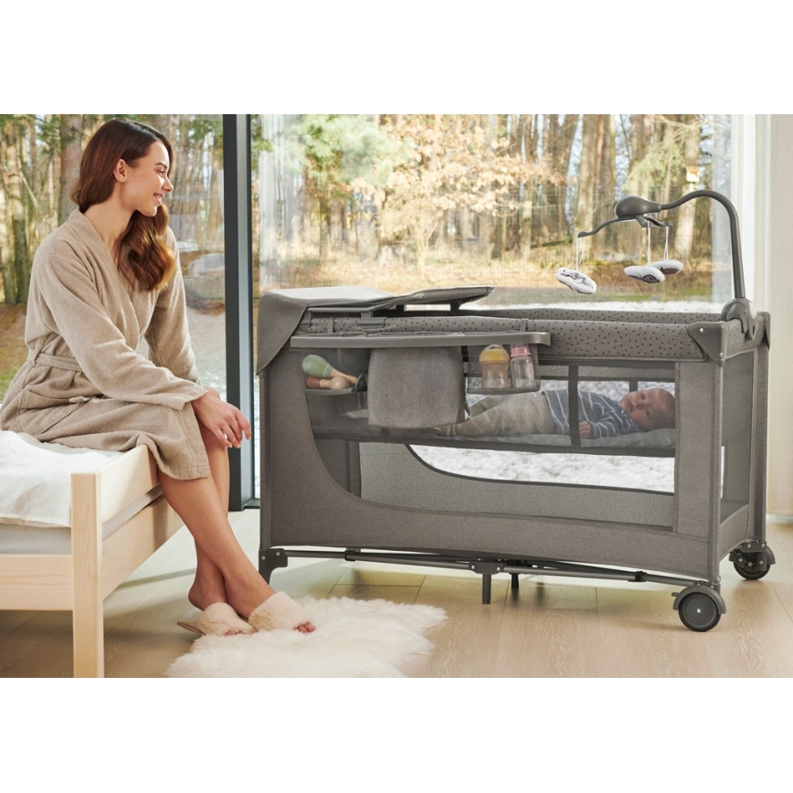 KINDERKRAFT - Reisbedje JOY 2 met accessoires grijs