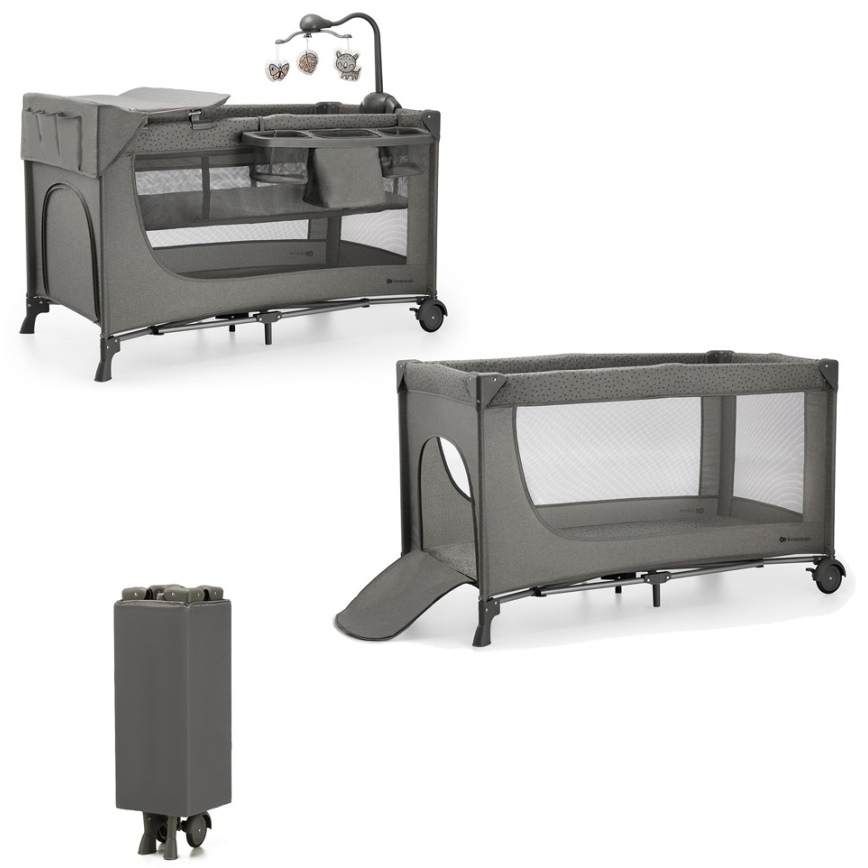 KINDERKRAFT - Reisbedje JOY 2 met accessoires grijs