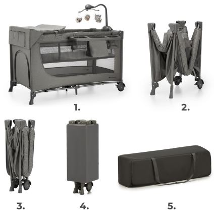 KINDERKRAFT - Reisbedje JOY 2 met accessoires grijs