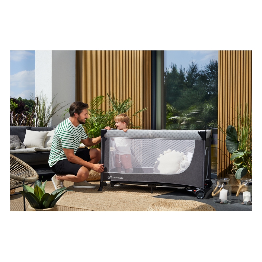 KINDERKRAFT SELECT - Berceau de voyage LEODY gris