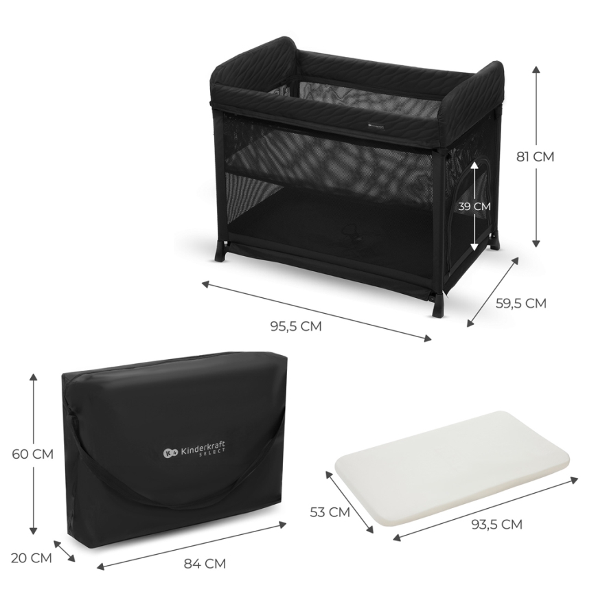 KINDERKRAFT SELECT - Berceau de voyage MOON DREAM noir