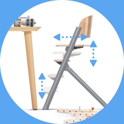 KINDERKRAFT SELECT - Chaise haute enfant 3 en 1 LIVY Premium chêne + transat CALMEE