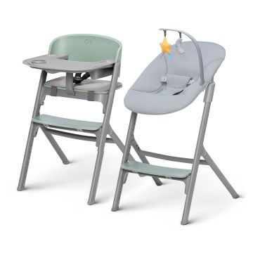 KINDERKRAFT SELECT - Chaise haute 3 en 1 pour enfant LIVY Premium Olive green + transat CALMEE