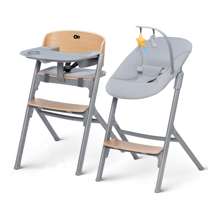 KINDERKRAFT SELECT - Chaise haute enfant 3 en 1 LIVY Premium chêne + transat CALMEE