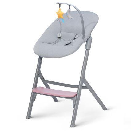 KINDERKRAFT SELECT - Chaise haute enfant 3en1 LIVY Premium Aster rose + transat CALMEE