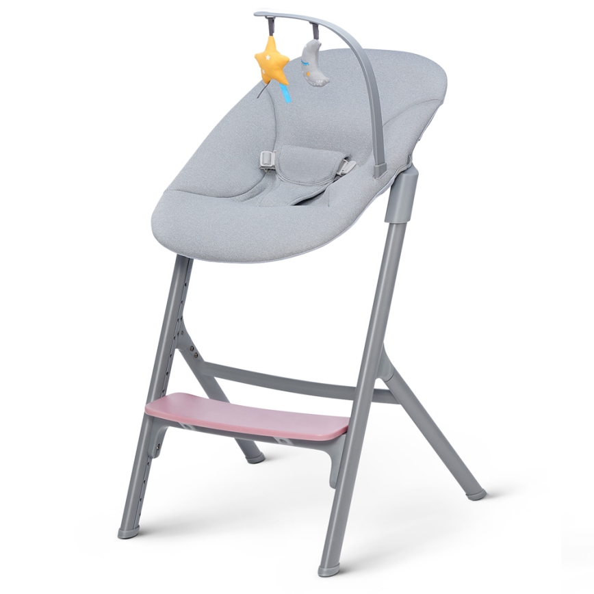 KINDERKRAFT SELECT - Chaise haute enfant 3en1 LIVY Premium Aster rose + transat CALMEE