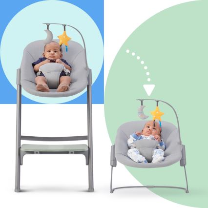 KINDERKRAFT SELECT - Chaise haute enfant 3en1 LIVY Premium Olive vert + transat CALMEE