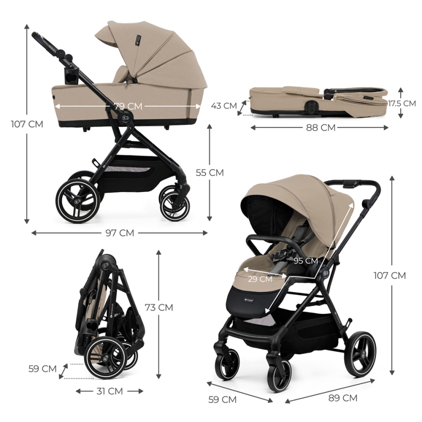 KINDERKRAFT SELECT - Combinatiekinderwagen 2in1 YOXI Sand beige