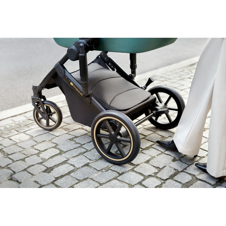 KINDERKRAFT SELECT - Combinatiekinderwagen 3in1 PRIME 2 Premium Dark groen + autostoel
